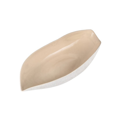 Atlas Lighting Greer Vessel | Matte White & Beige Earthenware | Living Room & Entryway Decor | 18 x 7 x 4 in | Model AC11351-02