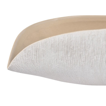Atlas Lighting Greer Vessel | Matte White & Beige Earthenware | Living Room & Entryway Decor | 18 x 7 x 4 in | Model AC11351-02