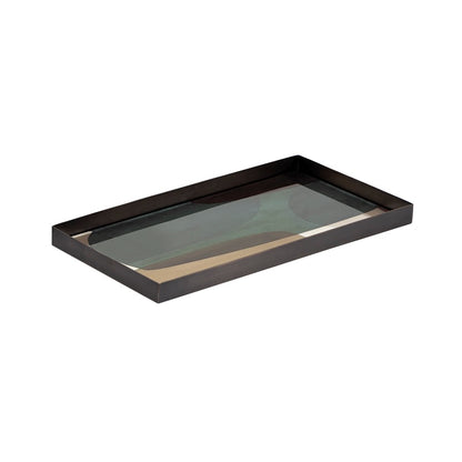 Atlas Lighting Gresham Small Serving Tray | Modern Bronze Metal with Geometric Pattern | Coffee Table & Entryway Organizer | Model AC11352-01