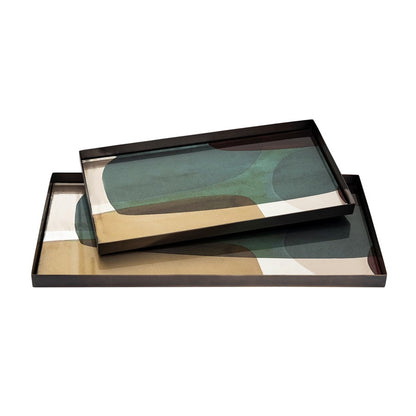 Atlas Lighting Gresham Small Serving Tray | Modern Bronze Metal with Geometric Pattern | Coffee Table & Entryway Organizer | Model AC11352-01