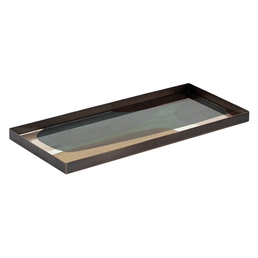 Atlas Lighting Gresham Large Serving Tray | Modern Bronze Metal with Geometric Pattern | Coffee Table & Kitchen Organizer | Model AC11352-02