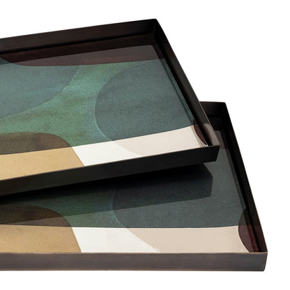Atlas Lighting Gresham Large Serving Tray | Modern Bronze Metal with Geometric Pattern | Coffee Table & Kitchen Organizer | Model AC11352-02
