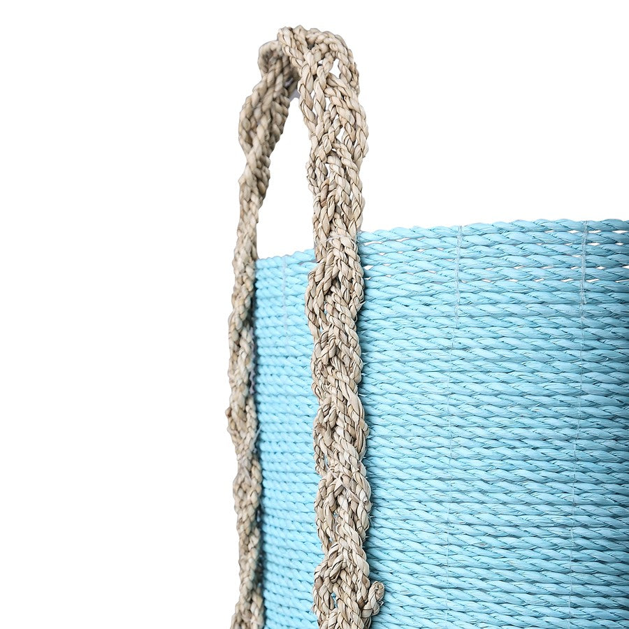 Atlas Lighting Grove Basket Set of 2 | Natural Seagrass & Raffia with Light Blue Accent | Living Room & Bedroom Storage | Model AC11354-01S
