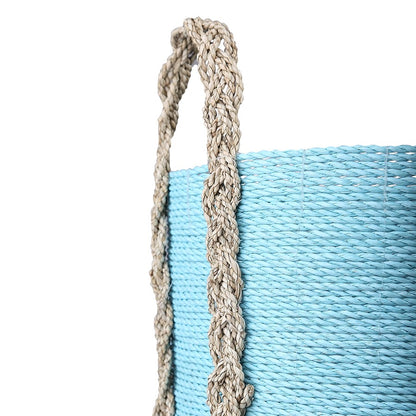 Atlas Lighting Grove Basket Set of 2 | Natural Seagrass & Raffia with Light Blue Accent | Living Room & Bedroom Storage | Model AC11354-01S