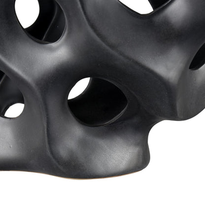 Atlas Lighting Gwin Sculpture | Modern Black Earthenware Abstract Coral | Shelf & Console Decor | 16 x 6 x 11.5 in | Model AC11355-01
