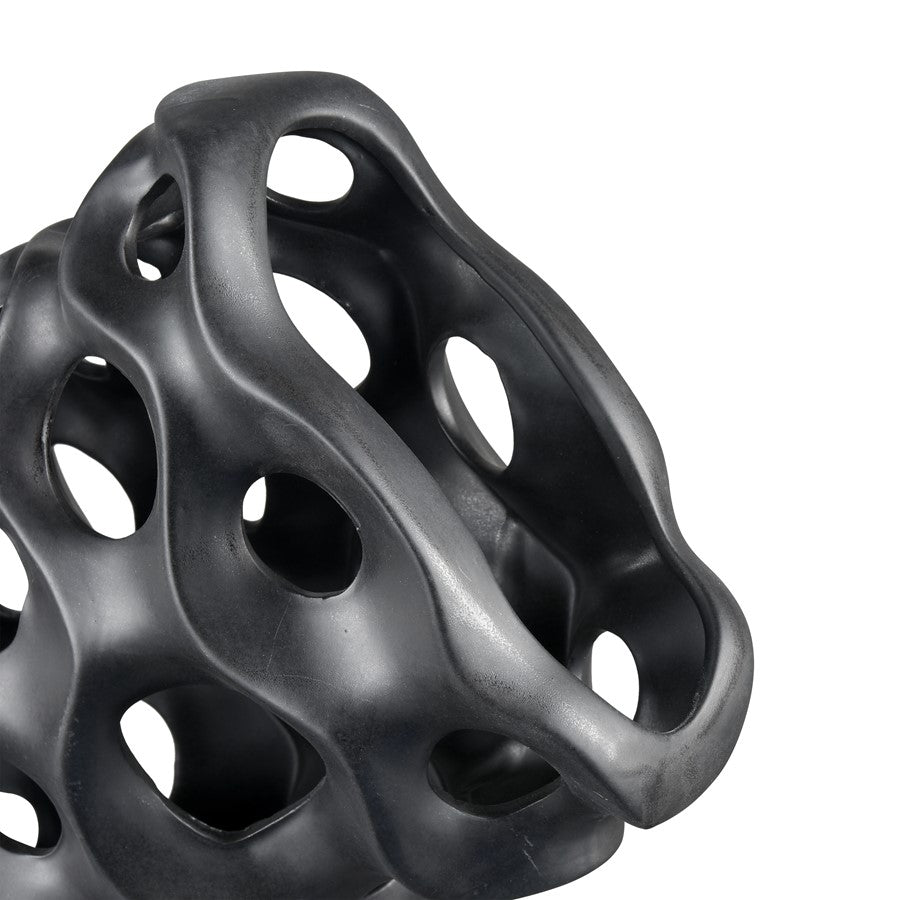 Atlas Lighting Gwin Sculpture | Modern Black Earthenware Abstract Coral | Shelf & Console Decor | 16 x 6 x 11.5 in | Model AC11355-01
