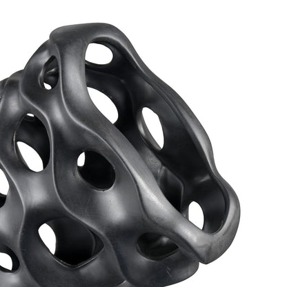 Atlas Lighting Gwin Sculpture | Modern Black Earthenware Abstract Coral | Shelf & Console Decor | 16 x 6 x 11.5 in | Model AC11355-01