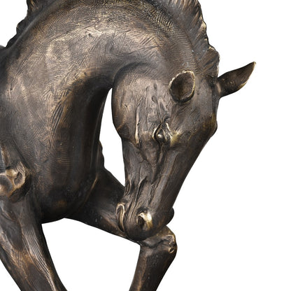 Atlas Lighting Hadley Horse Sculpture | Bronze Composite with White Marbleized Base | Bookshelf & Mantel Decor | Model AC11356-01