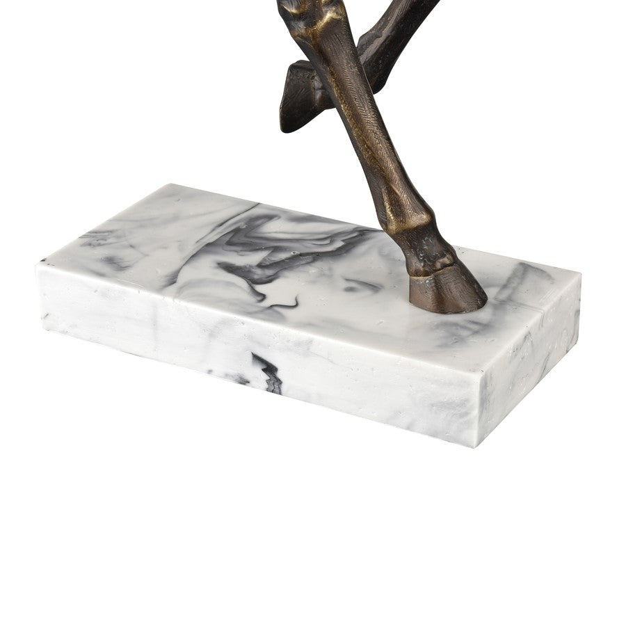 Atlas Lighting Hadley Horse Sculpture | Bronze Composite with White Marbleized Base | Bookshelf & Mantel Decor | Model AC11356-01