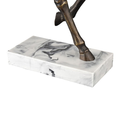 Atlas Lighting Hadley Horse Sculpture | Bronze Composite with White Marbleized Base | Bookshelf & Mantel Decor | Model AC11356-01