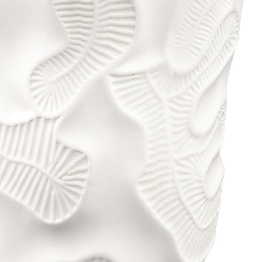 Atlas Lighting Halford 18in Tall Vase | Matte White Earthenware with Silver Interior | Living Room & Entryway Decor | Model AC11360-01