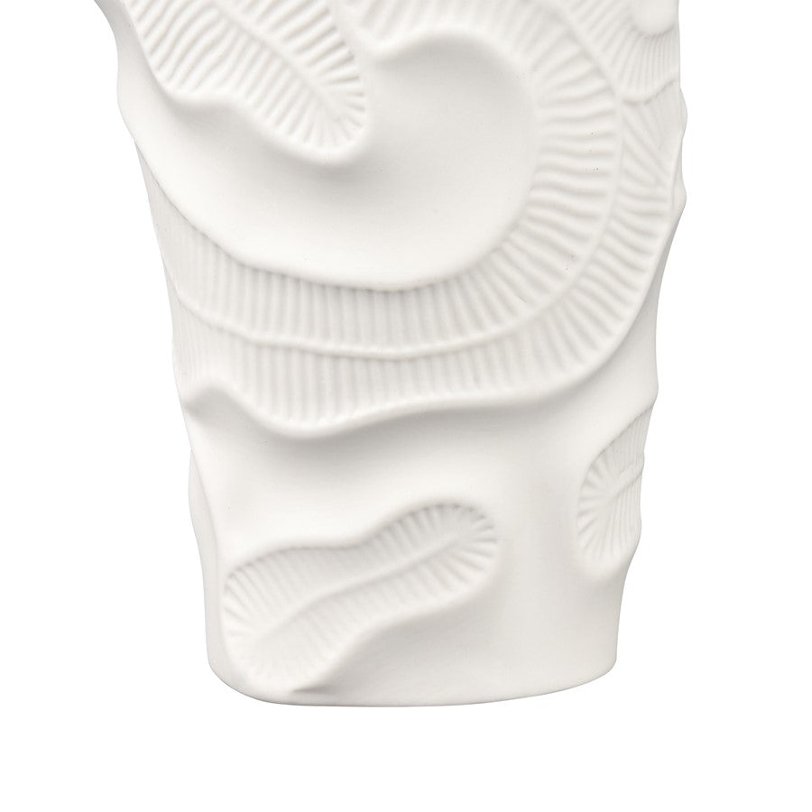 Atlas Lighting Halford 18in Tall Vase | Matte White Earthenware with Silver Interior | Living Room & Entryway Decor | Model AC11360-01