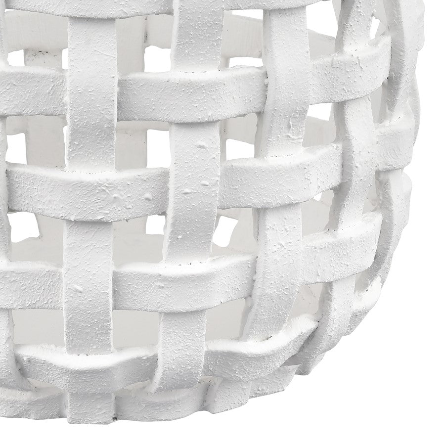 Atlas Lighting Haney Small 6.75in Candleholder | White Composite Open Weave | Coastal Living Room & Mantel Decor | Model AC11361-01
