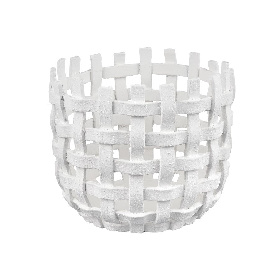 Atlas Lighting Haney Large 9.75in Candleholder | White Composite Open Weave | Coastal Living Room & Entryway Decor | Model AC11361-02