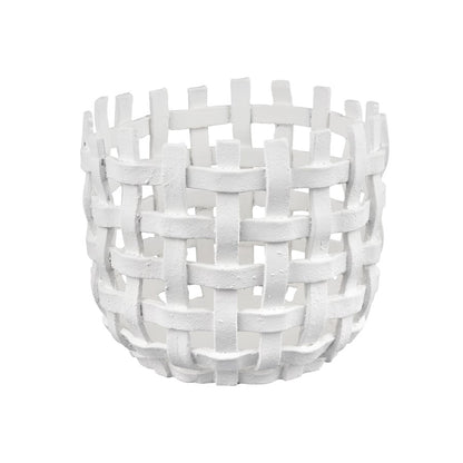 Atlas Lighting Haney Large 9.75in Candleholder | White Composite Open Weave | Coastal Living Room & Entryway Decor | Model AC11361-02