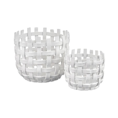 Atlas Lighting Haney Large 9.75in Candleholder | White Composite Open Weave | Coastal Living Room & Entryway Decor | Model AC11361-02