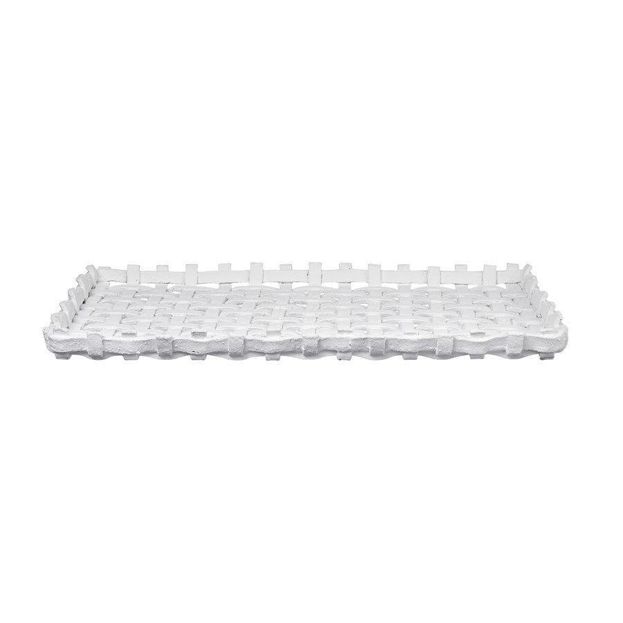 Atlas Lighting Haney 22in Serving Tray | Matte White Composite | Tabletop Entertaining & Display | 22 x 12 x 1.5 in | Model AC11363-01