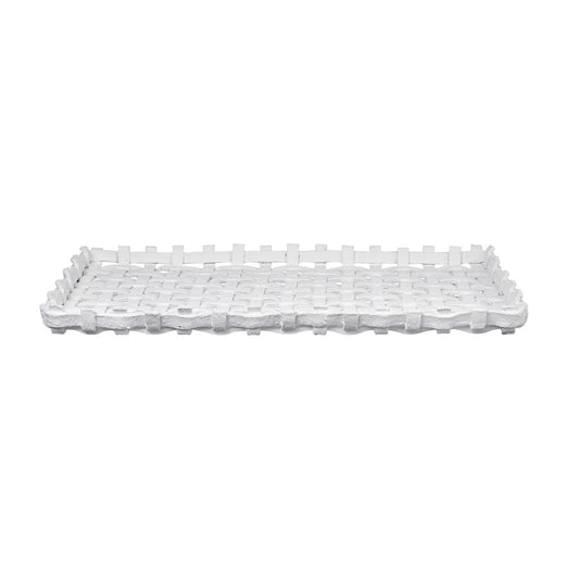 Atlas Lighting Haney 22in Serving Tray | Matte White Composite | Tabletop Entertaining & Display | 22 x 12 x 1.5 in | Model AC11363-01