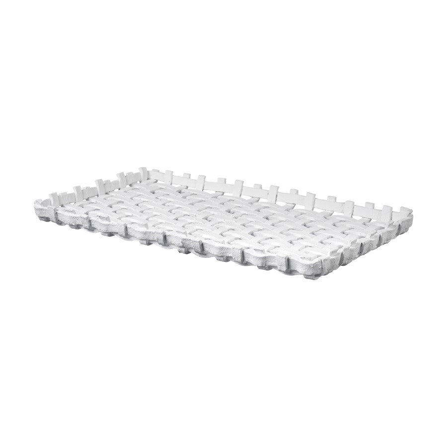 Atlas Lighting Haney 22in Serving Tray | Matte White Composite | Tabletop Entertaining & Display | 22 x 12 x 1.5 in | Model AC11363-01