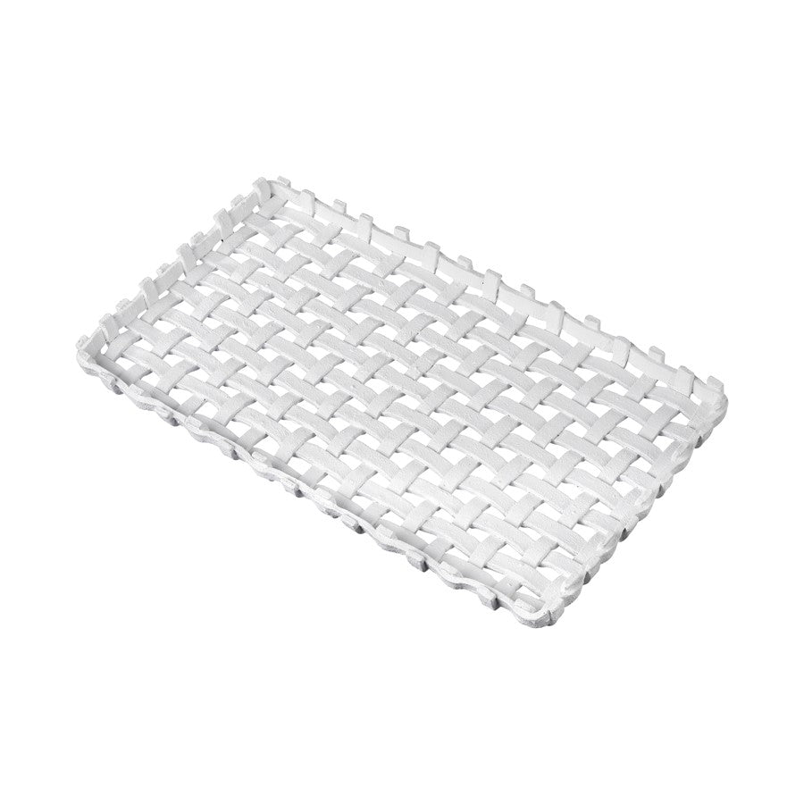 Atlas Lighting Haney 22in Serving Tray | Matte White Composite | Tabletop Entertaining & Display | 22 x 12 x 1.5 in | Model AC11363-01