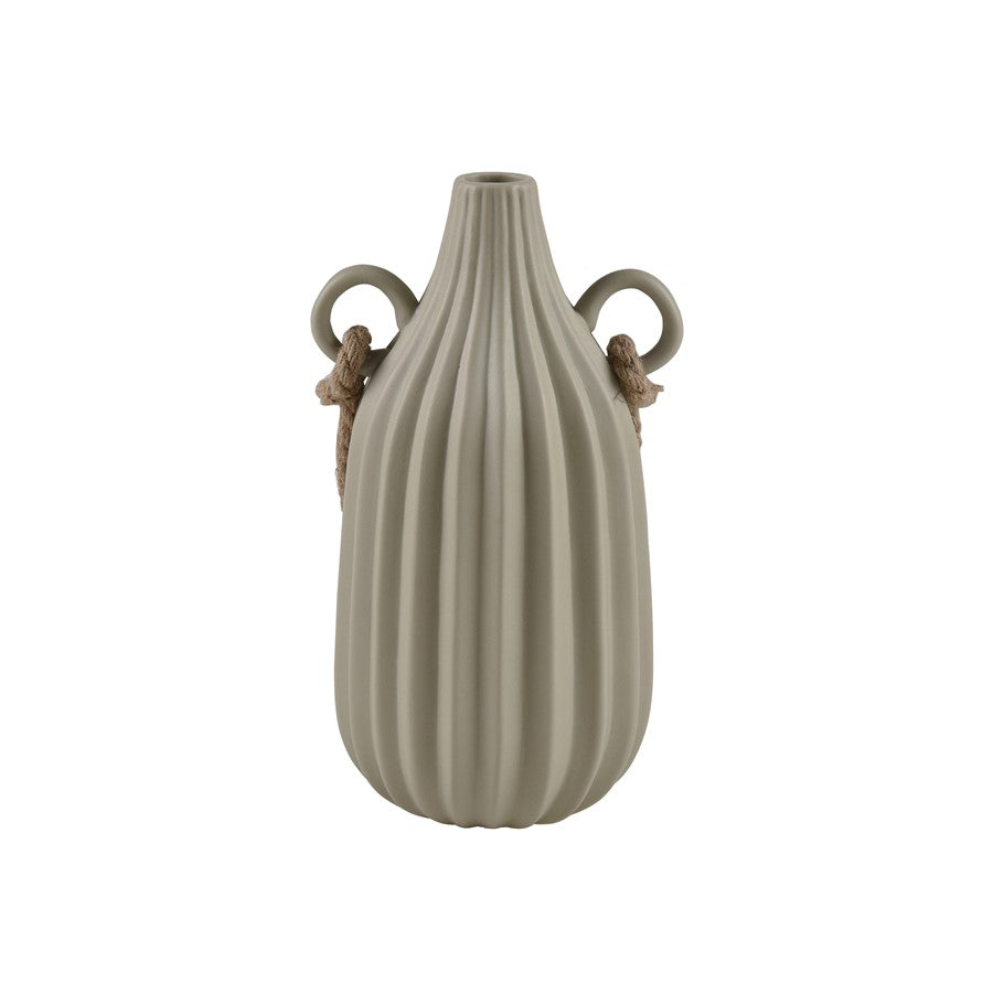 Atlas Lighting Harding Medium Vase | Matte Sage Earthenware with Jute Rope | Modern Tabletop Decor | 6.5 x 6 x 11.75 in | Model AC11368-01