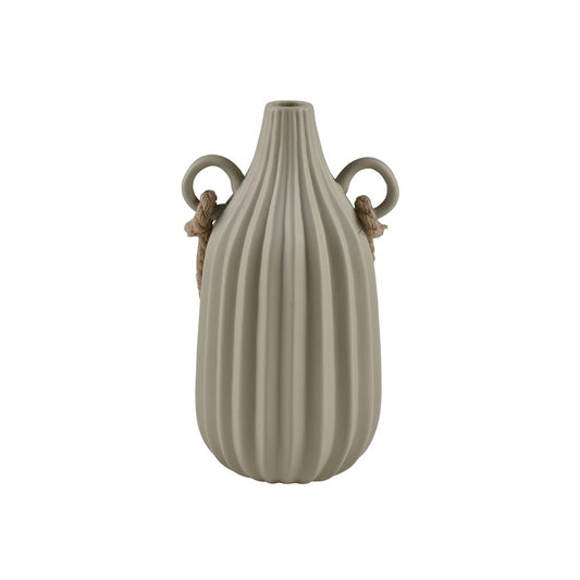 Atlas Lighting Harding Medium Vase | Matte Sage Earthenware with Jute Rope | Modern Tabletop Decor | 6.5 x 6 x 11.75 in | Model AC11368-01