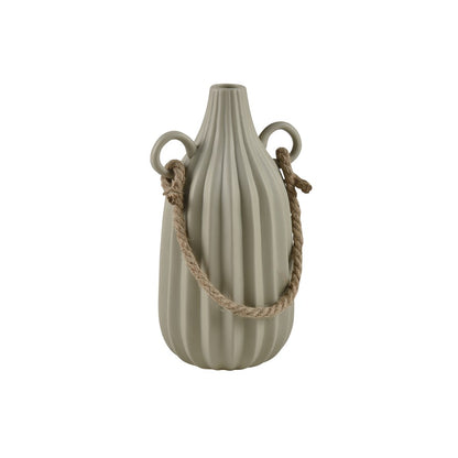 Atlas Lighting Harding Medium Vase | Matte Sage Earthenware with Jute Rope | Modern Tabletop Decor | 6.5 x 6 x 11.75 in | Model AC11368-01