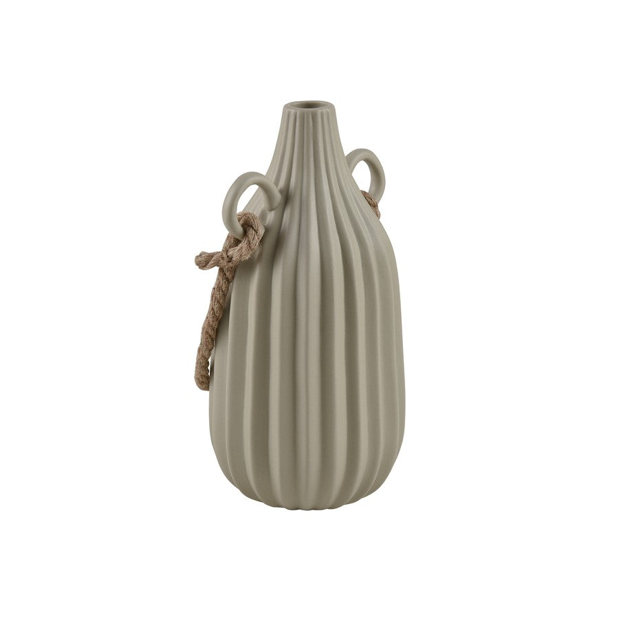 Atlas Lighting Harding Medium Vase | Matte Sage Earthenware with Jute Rope | Modern Tabletop Decor | 6.5 x 6 x 11.75 in | Model AC11368-01