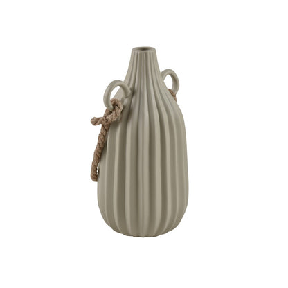 Atlas Lighting Harding Medium Vase | Matte Sage Earthenware with Jute Rope | Modern Tabletop Decor | 6.5 x 6 x 11.75 in | Model AC11368-01