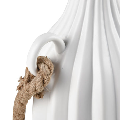 Atlas Lighting Harding Large Vase | Matte White Earthenware with Jute Rope | Modern Floor & Tabletop Decor | 8.5 x 8.5 x 15.75 in | Model AC11368-02