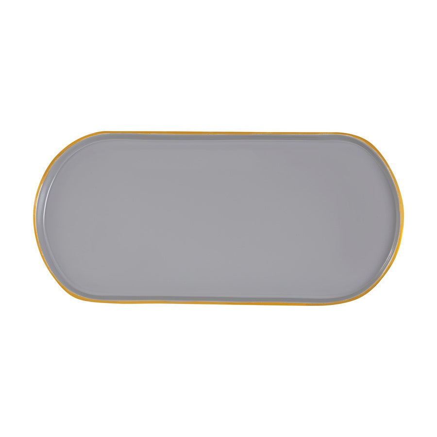 Atlas Lighting Harward Tray Set of 3 | Transitional Gray Enamel & Brushed Brass | Kitchen & Entertaining Serving Trays | Model AC11371-01S