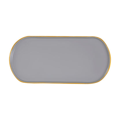 Atlas Lighting Harward Tray Set of 3 | Transitional Gray Enamel & Brushed Brass | Kitchen & Entertaining Serving Trays | Model AC11371-01S
