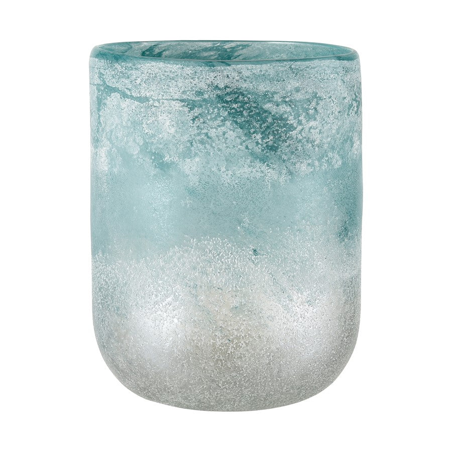 Atlas Lighting Haweswater Small Vase | Transitional Frosted Turquoise Glass | Living Room & Coastal Decor | 7 x 7 x 10 in | Model AC11372-01