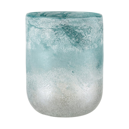 Atlas Lighting Haweswater Small Vase | Transitional Frosted Turquoise Glass | Living Room & Coastal Decor | 7 x 7 x 10 in | Model AC11372-01