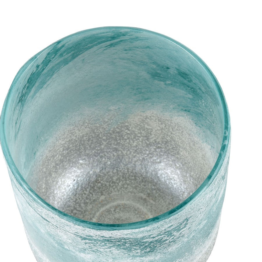 Atlas Lighting Haweswater Small Vase | Transitional Frosted Turquoise Glass | Living Room & Coastal Decor | 7 x 7 x 10 in | Model AC11372-01