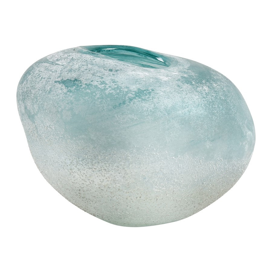 Atlas Lighting Haweswater Round Vase | Transitional Frosted Turquoise Glass | Living Room & Coastal Decor | 8 x 8 x 6 in | Model AC11373-01