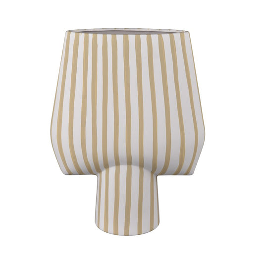 Atlas Lighting Hawking Extra Large Vase | White & Taupe Striped Earthenware | Living Room & Entryway Floor Decor | Model AC11374-01