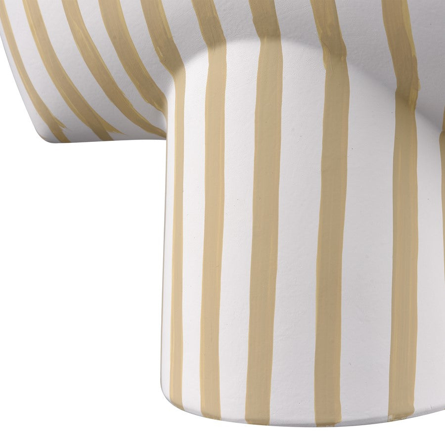 Atlas Lighting Hawking Extra Large Vase | White & Taupe Striped Earthenware | Living Room & Entryway Floor Decor | Model AC11374-01