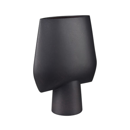 Atlas Lighting Hawking Extra Large Vase | Matte Black Earthenware | Living Room & Entryway Floor Decor | 13.5 x 6.25 x 17 in | Model AC11374-02
