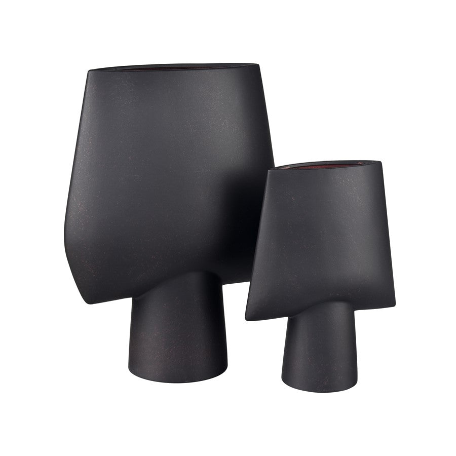 Atlas Lighting Hawking Extra Large Vase | Matte Black Earthenware | Living Room & Entryway Floor Decor | 13.5 x 6.25 x 17 in | Model AC11374-02