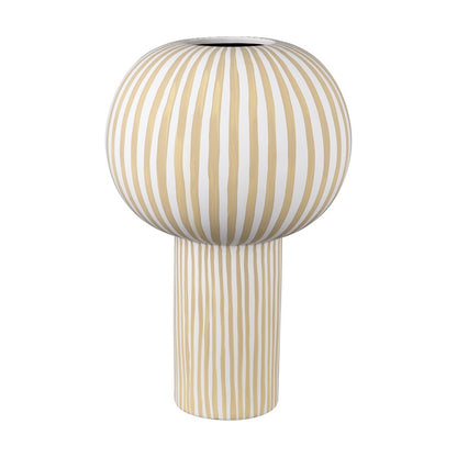 Atlas Lighting Hawking Large Vase | White & Taupe Striped Earthenware | Living Room & Entryway Tabletop Decor | 10 x 10 x 16 in | Model AC11375-01