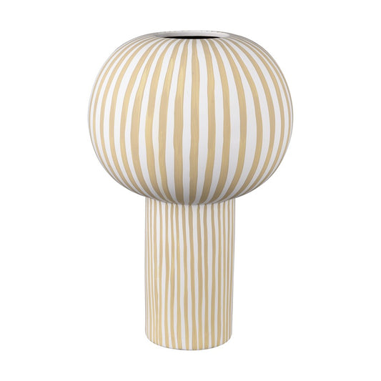 Atlas Lighting Hawking Large Vase | White & Taupe Striped Earthenware | Living Room & Entryway Tabletop Decor | 10 x 10 x 16 in | Model AC11375-01