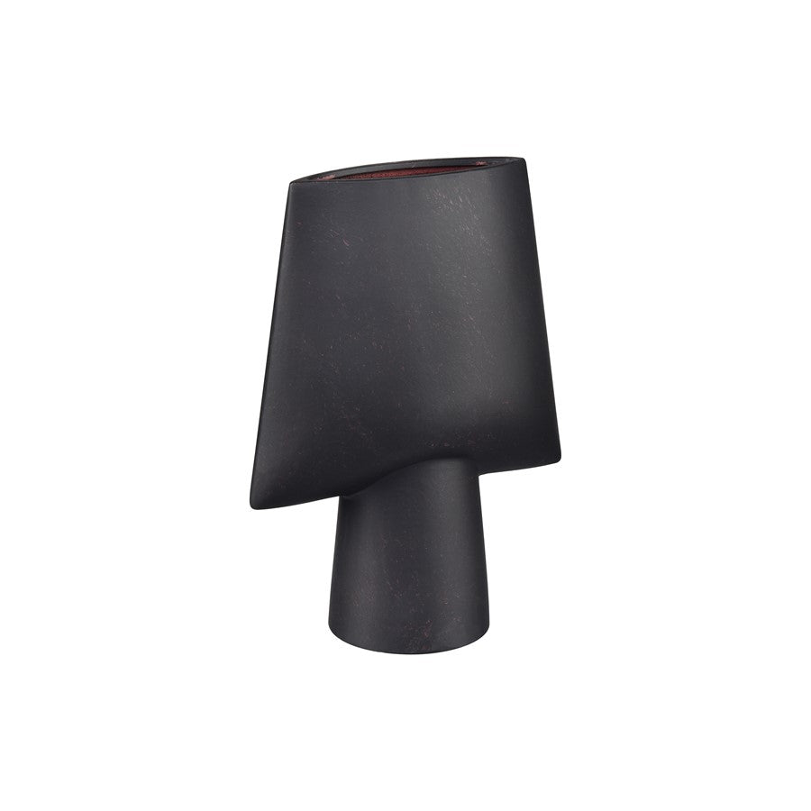 Atlas Lighting Hawking Small Vase | Matte Black Earthenware | Modern Living Room & Entryway Decor | 9 x 4.5 x 12 in | Model AC11376-02