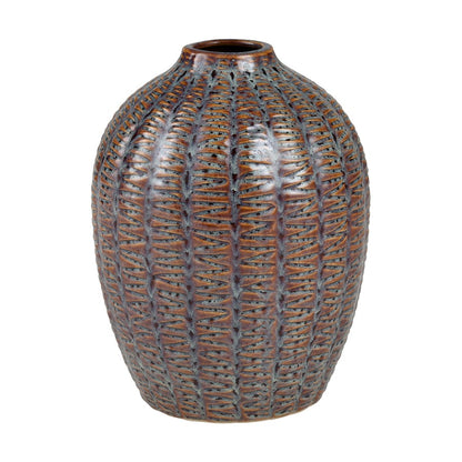 Atlas Lighting Hawley Small Vase | Brown Reactive Earthenware | Traditional Living Room & Entryway Decor | 8 x 8 x 10 in | Model AC11378-01