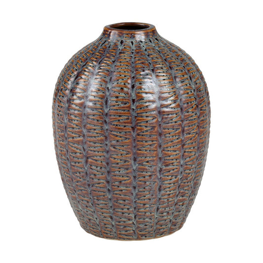 Atlas Lighting Hawley Small Vase | Brown Reactive Earthenware | Traditional Living Room & Entryway Decor | 8 x 8 x 10 in | Model AC11378-01
