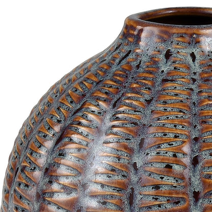 Atlas Lighting Hawley Small Vase | Brown Reactive Earthenware | Traditional Living Room & Entryway Decor | 8 x 8 x 10 in | Model AC11378-01