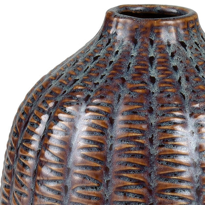 Atlas Lighting Hawley 12in Brown Reactive Earthenware Vase | Traditional Glazed Ceramic Decor | Living Room & Entryway Accent | Model AC11378-02