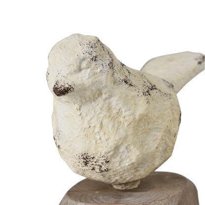 Atlas Lighting Higgins Set of 3 Wood & Metal Bird Objects | Aged Cream & Natural Fir | Bookshelf & Mantel Decor | Model AC11382-01S