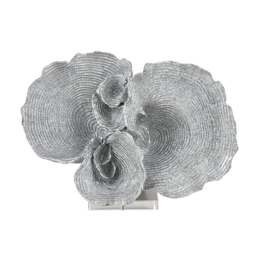 Atlas Lighting Hilty 13in Silver Coral Sculpture on Acrylic Base | Modern Composite Art | Bookshelf & Tabletop Decor | Model AC11384-01