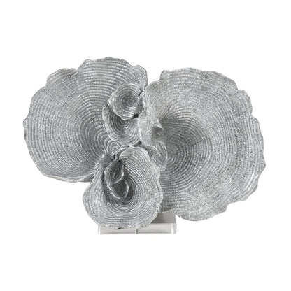 Atlas Lighting Hilty 13in Silver Coral Sculpture on Acrylic Base | Modern Composite Art | Bookshelf & Tabletop Decor | Model AC11384-01